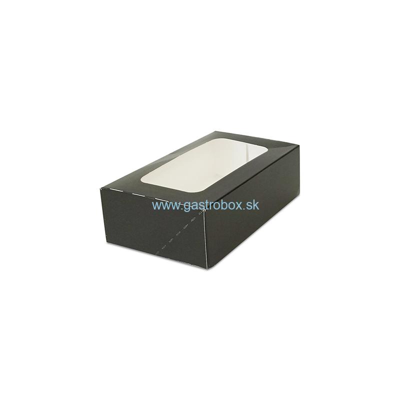 Sushi box čierny s okienkom (PAP) 160x100x50 mm, 15ks
