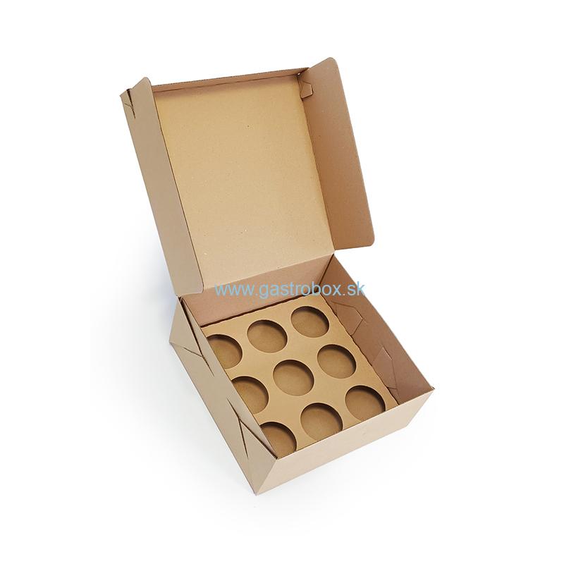 Krabica na 9 cupcakes hnedá, 25ks