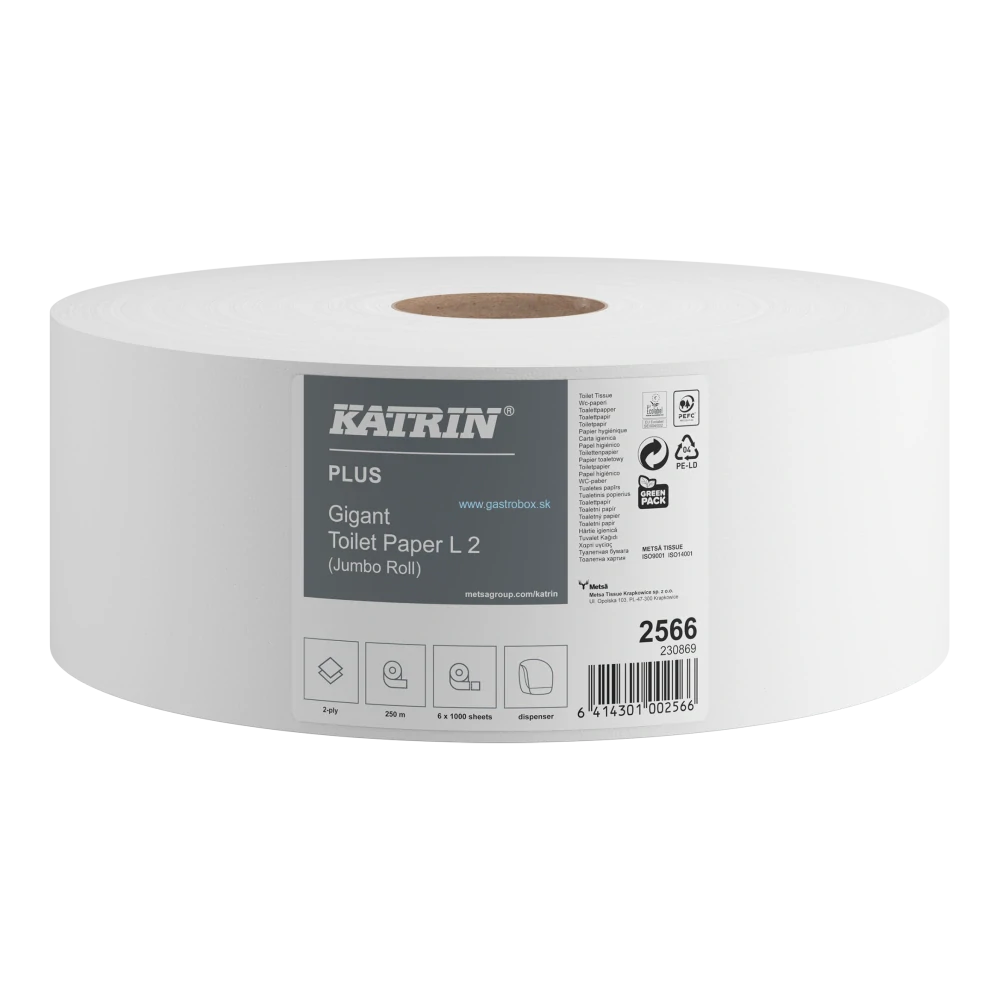 Toaletný papier Katrin Plus JUMBO L 2-vrstvý Ø 28 cm, 6ks