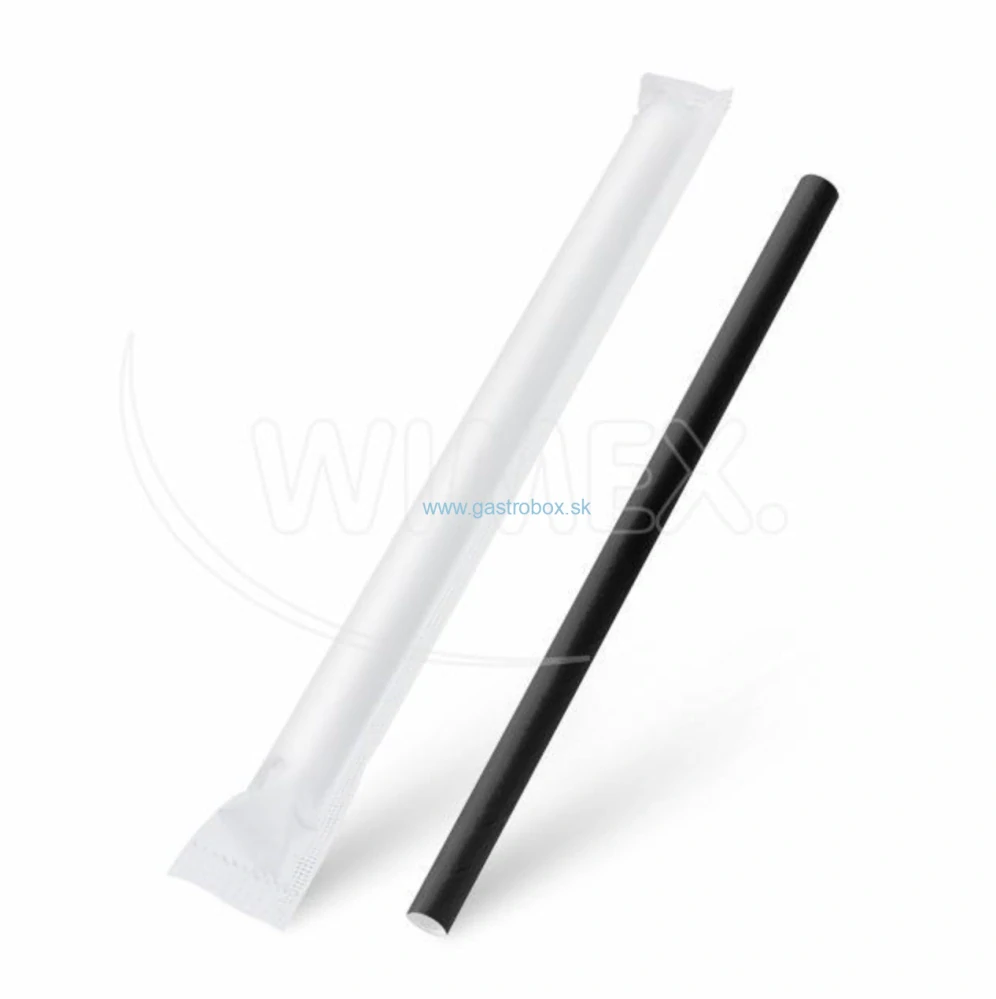 Slamka papierová JUMBO Ø12mm x 21cm čierna jednotlivo balená, 100ks