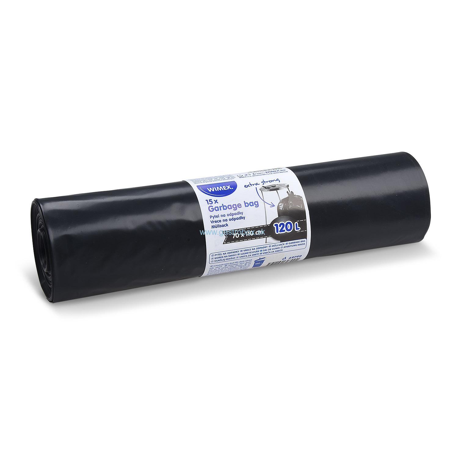 Vrecia na odpad 120L (LDPE) čierne 70x110 cm, 15ks