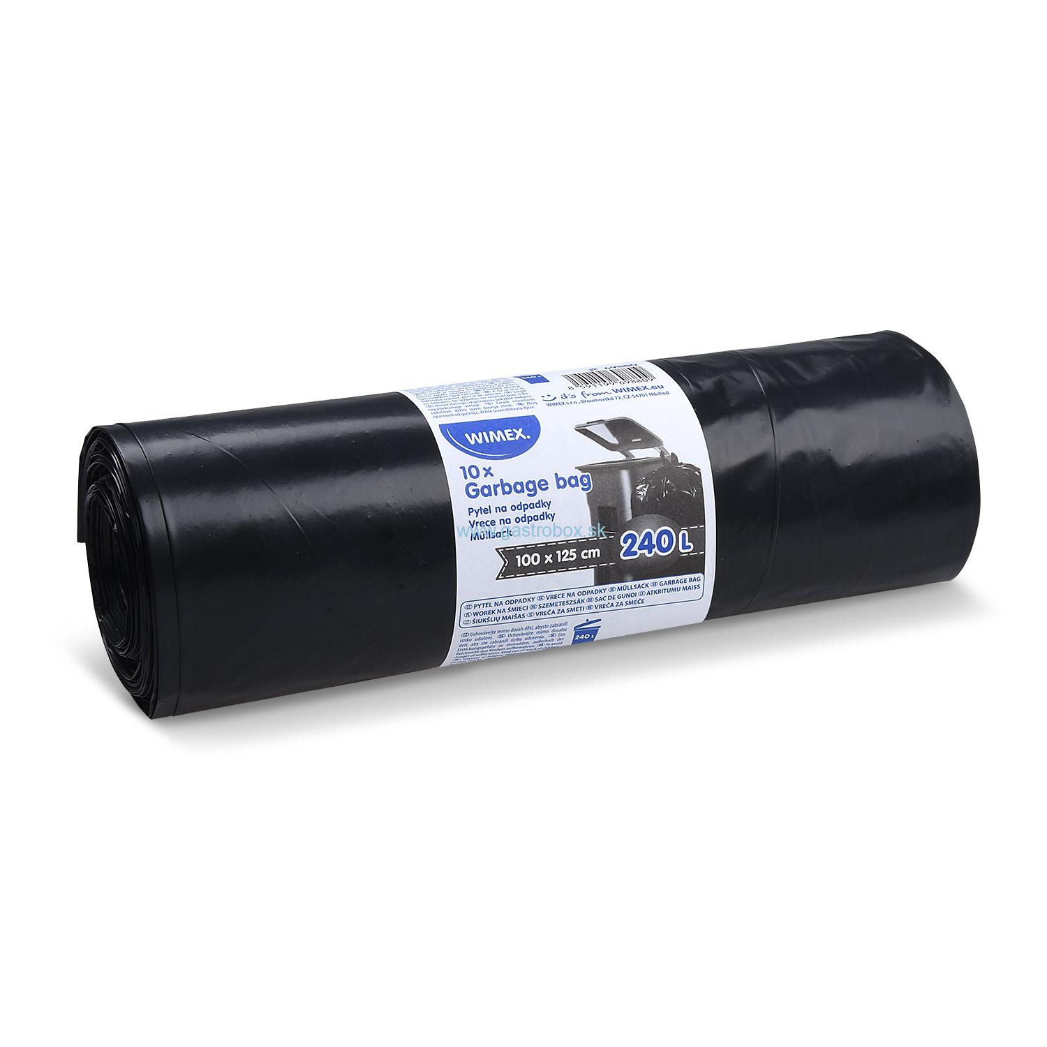 Vrecia na odpad 240L (LDPE) čierne 100x125 cm, 10ks