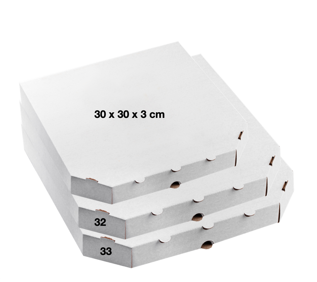 Pizza krabica biela 30 x 30 x 3 cm, 100 ks