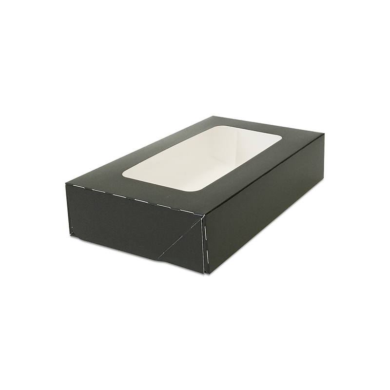 Sushi box čierny s okienkom (PAP) 190x130x50 mm, 15ks