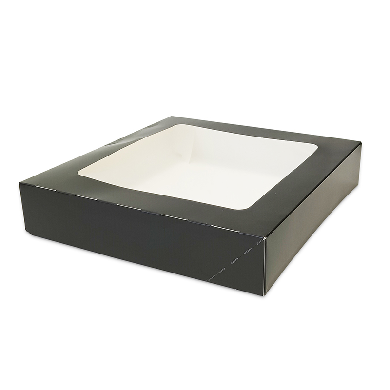 Sushi box čierny s okienkom (PAP) 250x250x50 mm, 15ks