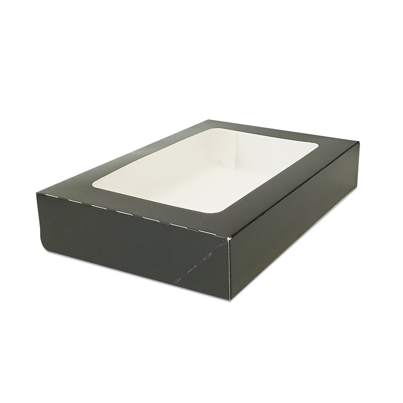 Sushi box čierny s okienkom (PAP) 260x190x50 mm, 15ks