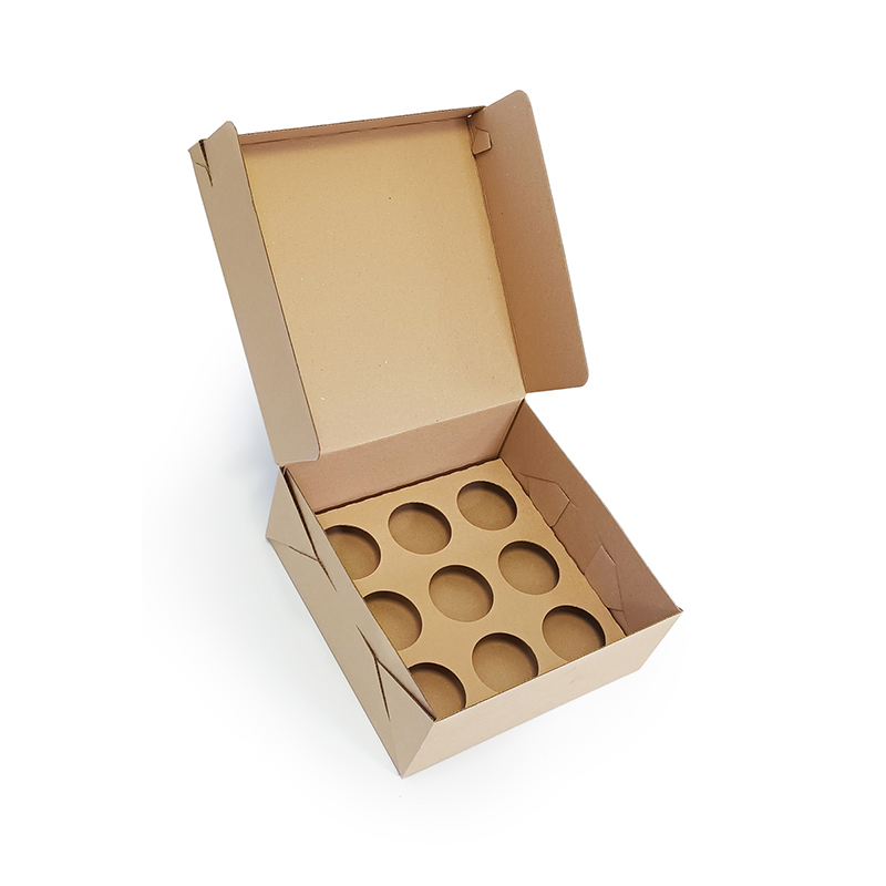 Krabica na 9 cupcakes hnedá, 25ks