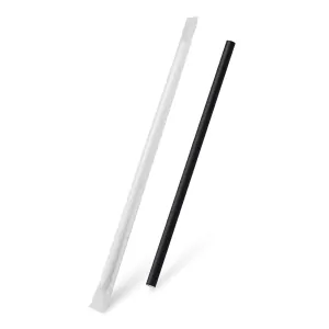 Slamka papierová JUMBO Ø8mm x 25cm čierna, jednotlivo balená, 100ks