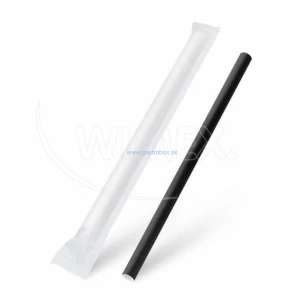 Slamka papierová JUMBO Ø12mm x 21cm čierna jednotlivo balená, 100ks