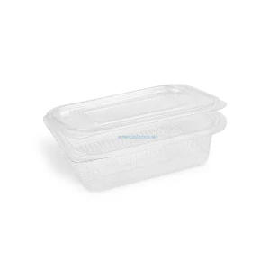 Miska s viečkom 750ml hranatá priehľadná (rPET), 50ks