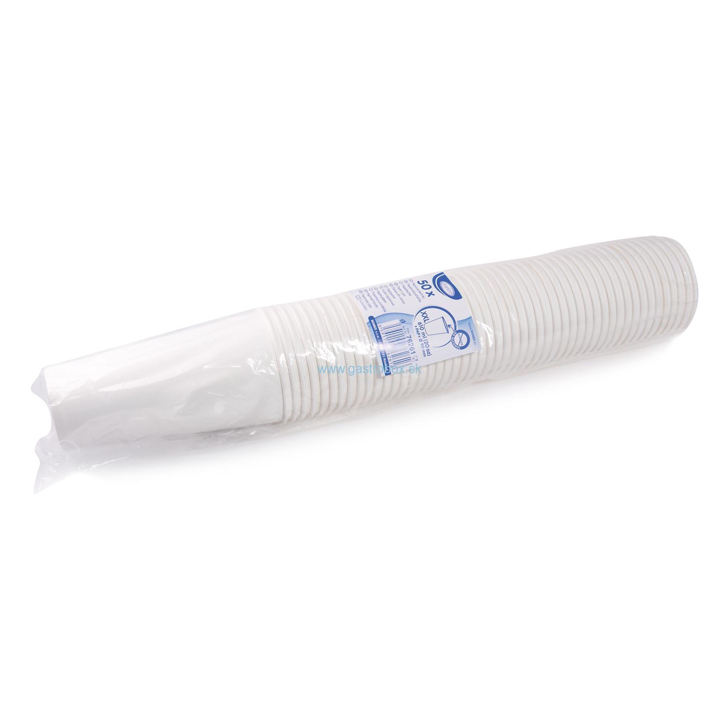 Pohár papierový biely 610ml, Ø 90 mm, 50ks