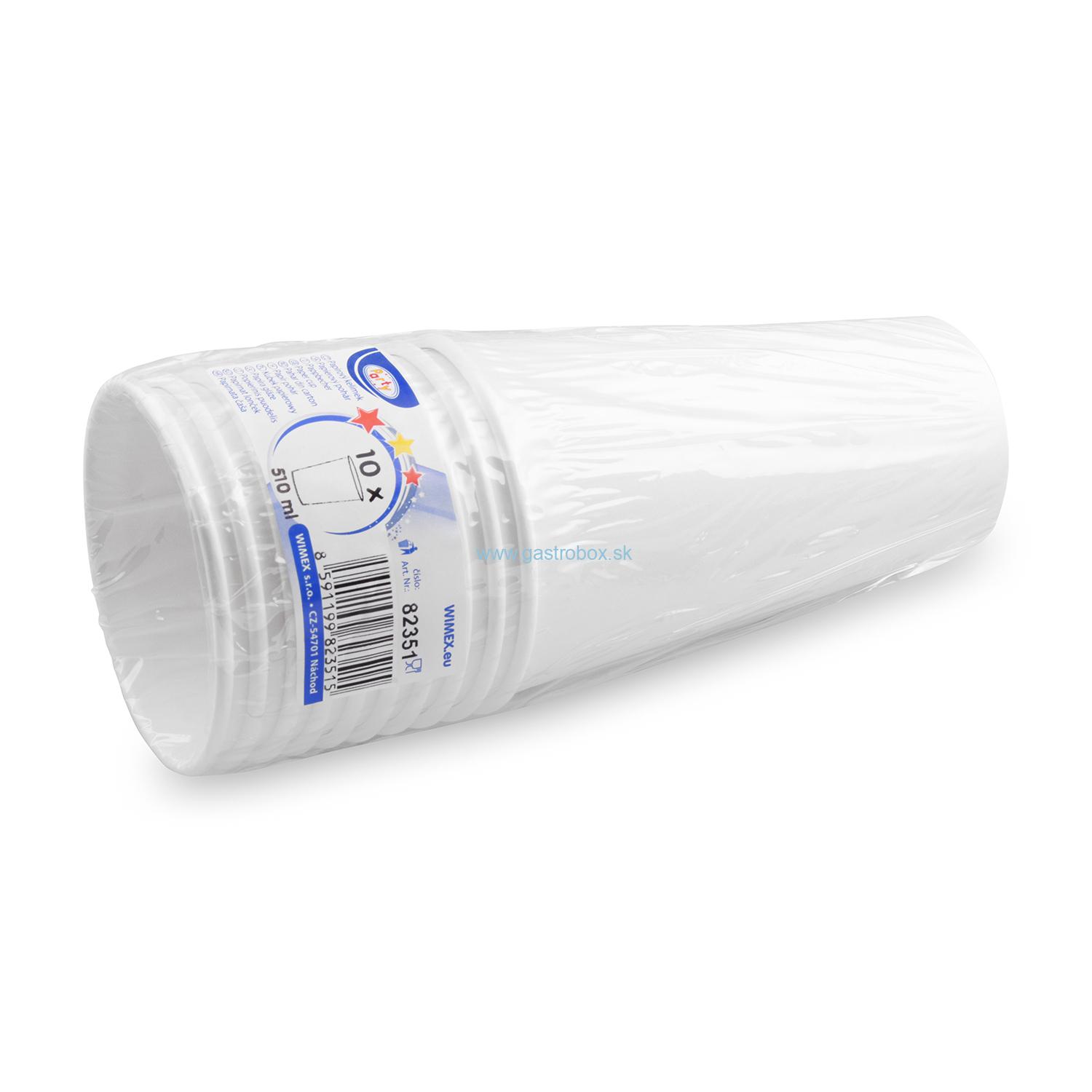 Pohár papierový biely 510 ml, Ø 90 mm, 10ks