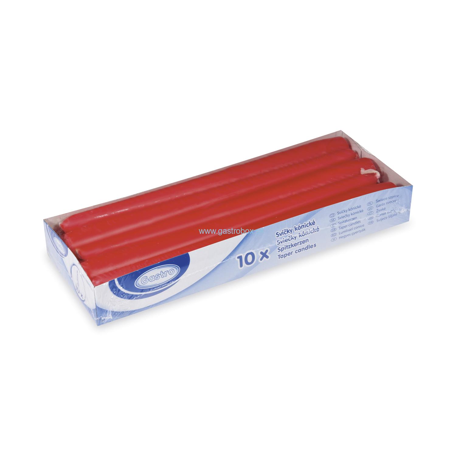 Sviečky kónické Ø 23,5 x 245 mm červené, 10ks