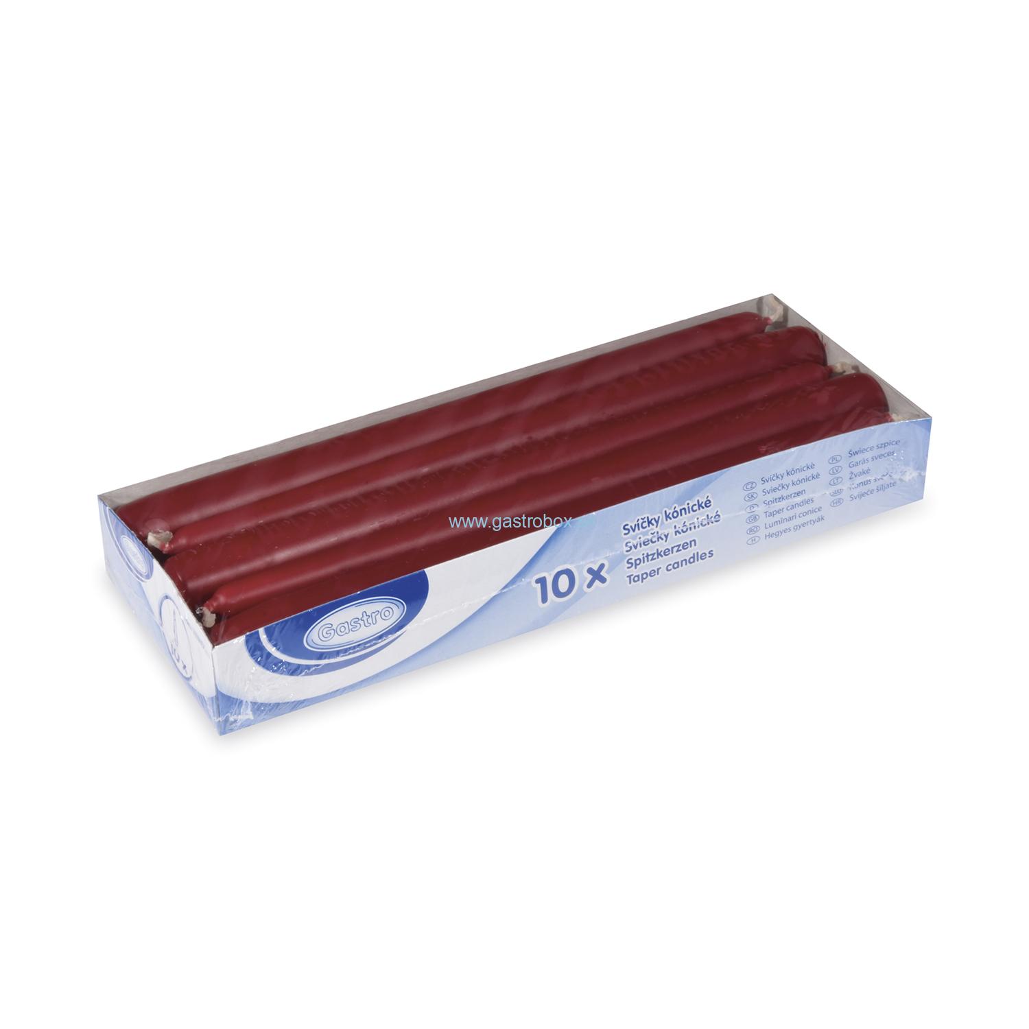 Sviečky kónické Ø 23,5 x 245 mm bordové, 10ks