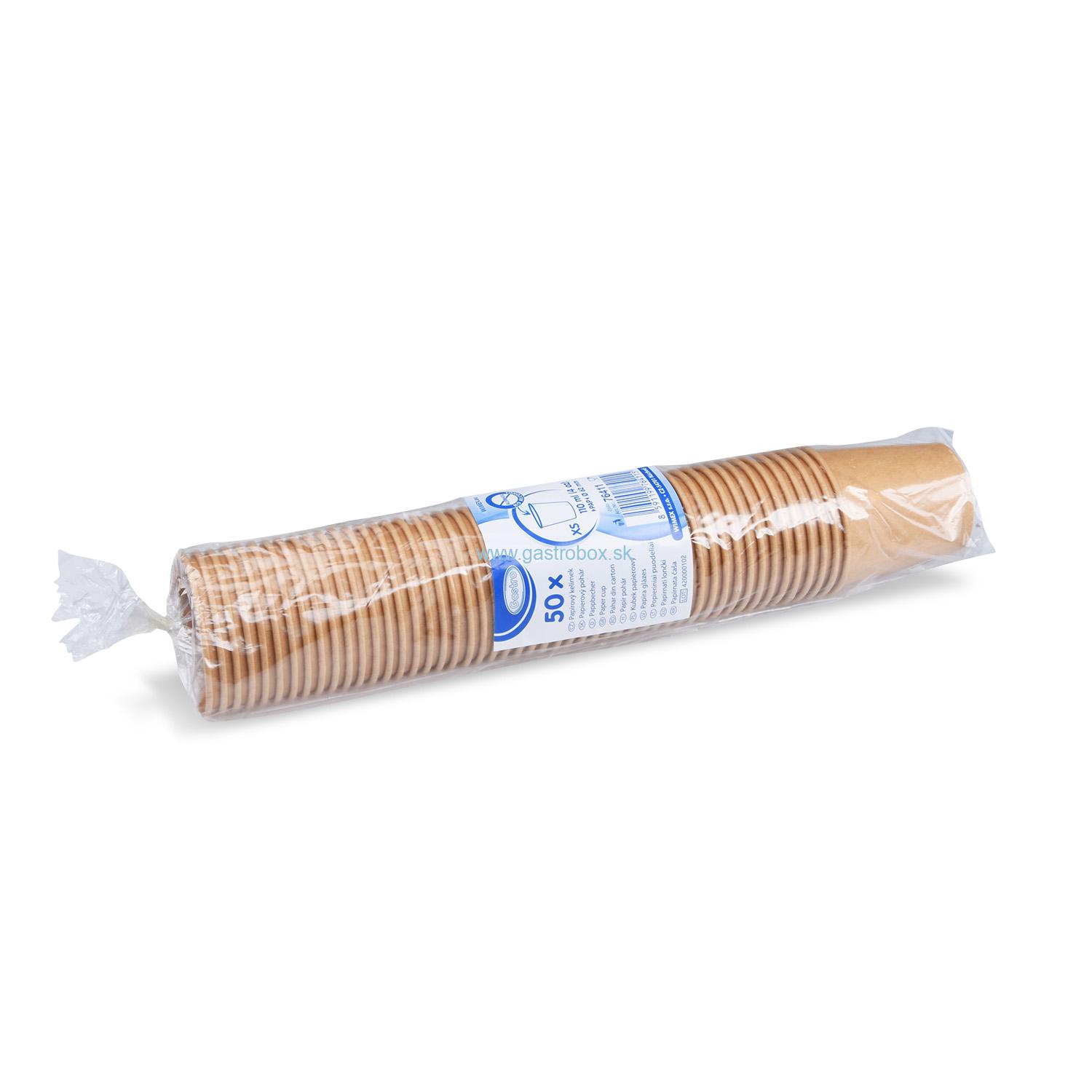 Pohár papierový hnedý 110 ml XS, Ø 62 mm, 50ks