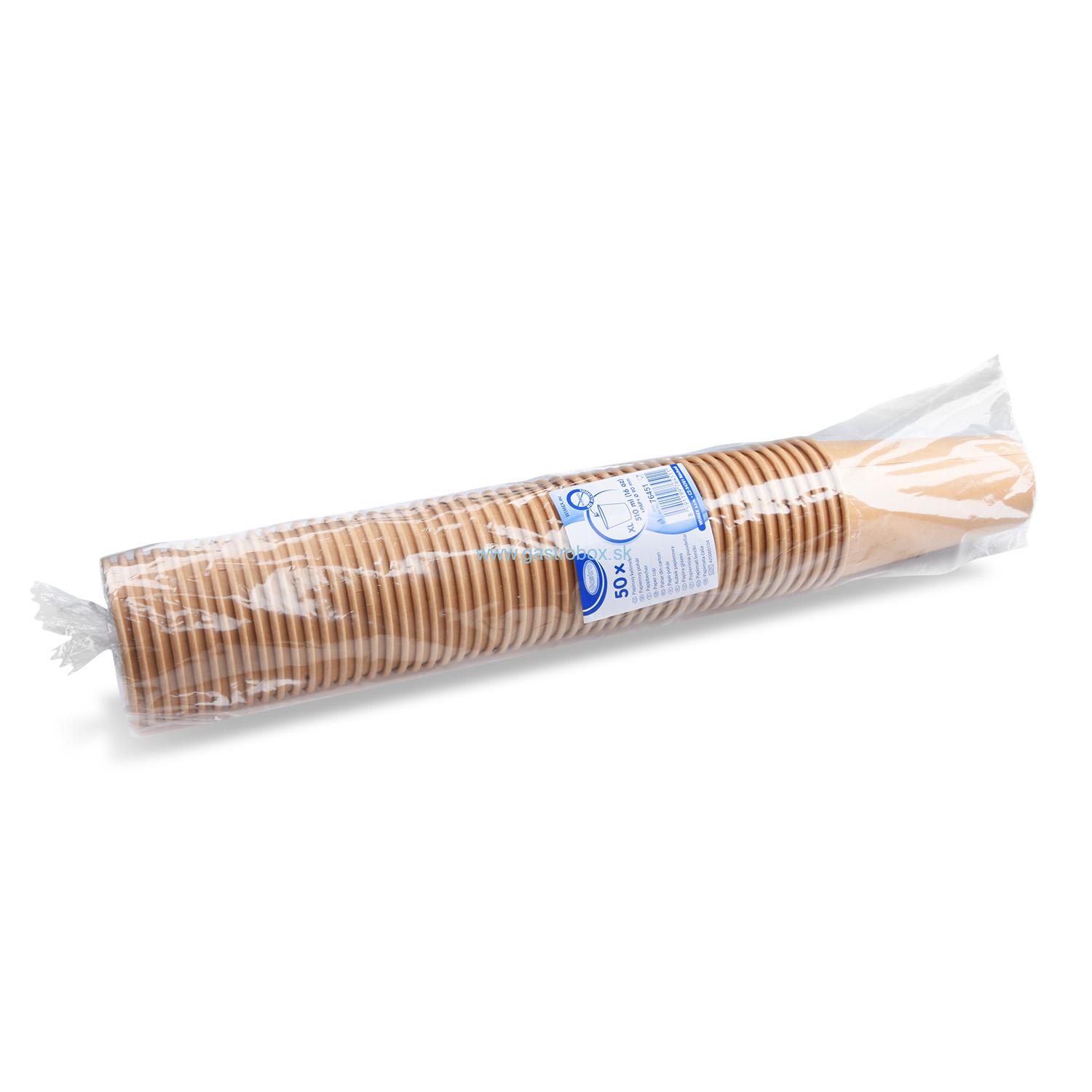 Pohár papierový hnedý 510 ml XL, Ø 90 mm, 50ks