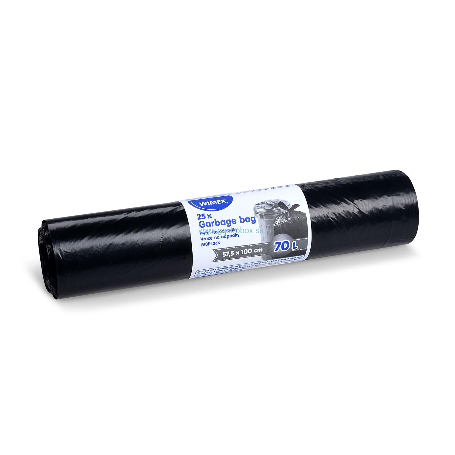 Vrecia na odpad 70L (LDPE) čierne 57,5x100 cm, 25ks