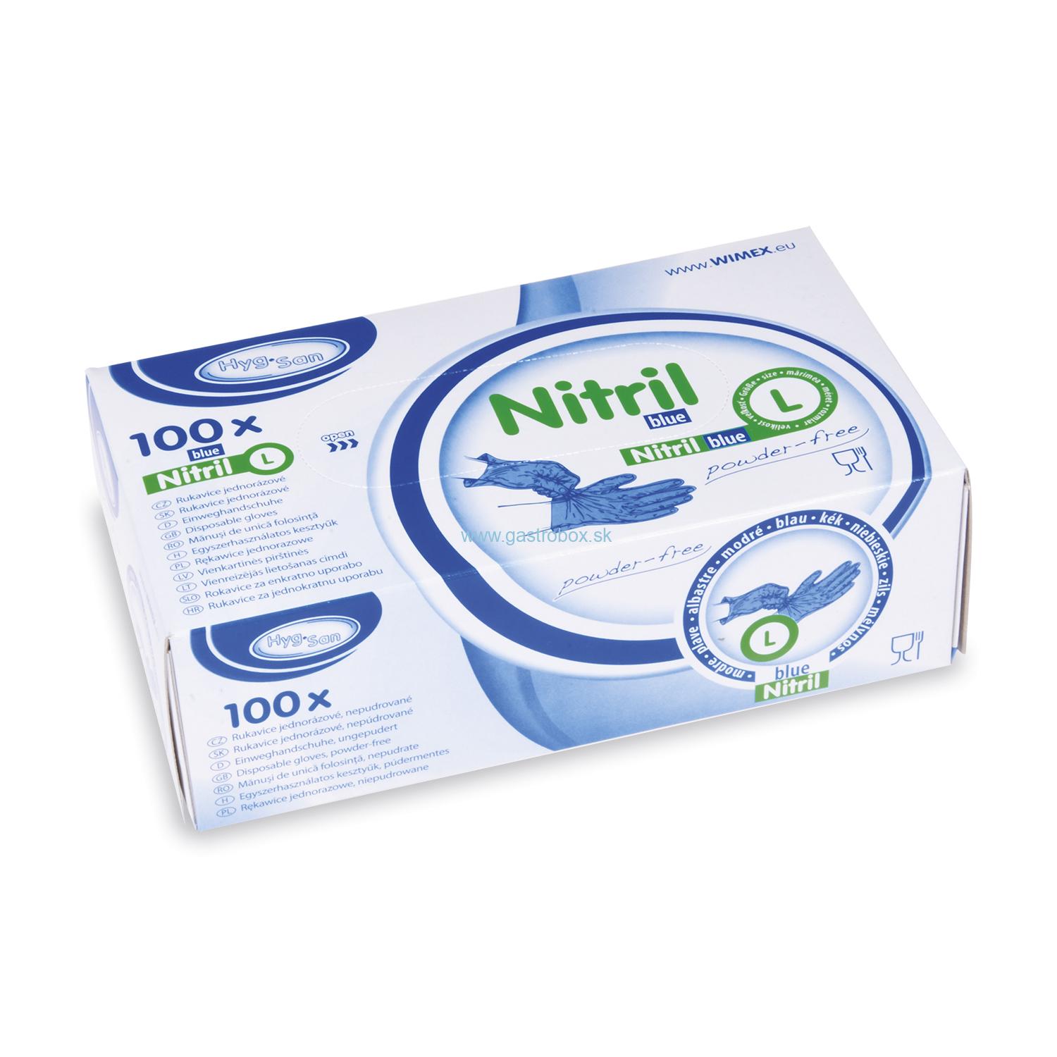 Rukavice nitrilové modré L nepudrované, 100ks