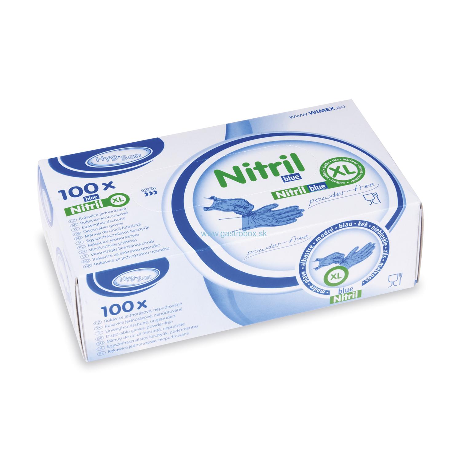 Rukavice nitrilové modré XL nepudrované, 100ks
