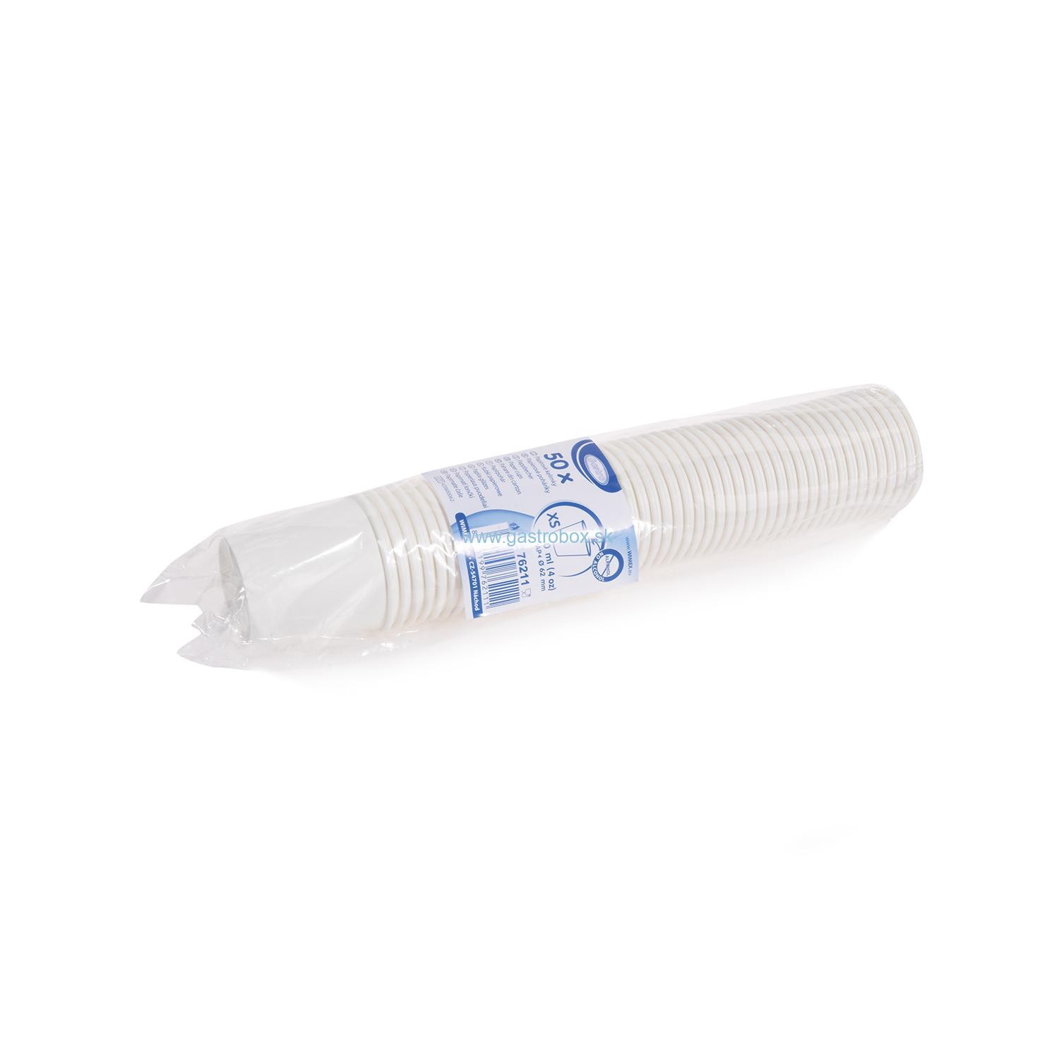 Pohár papierový biely 110ml, Ø 62 mm, 50ks