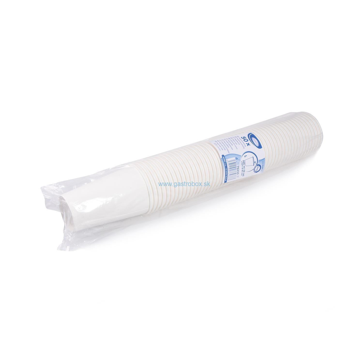 Pohár papierový biely 330 ml, Ø 80 mm, 50ks