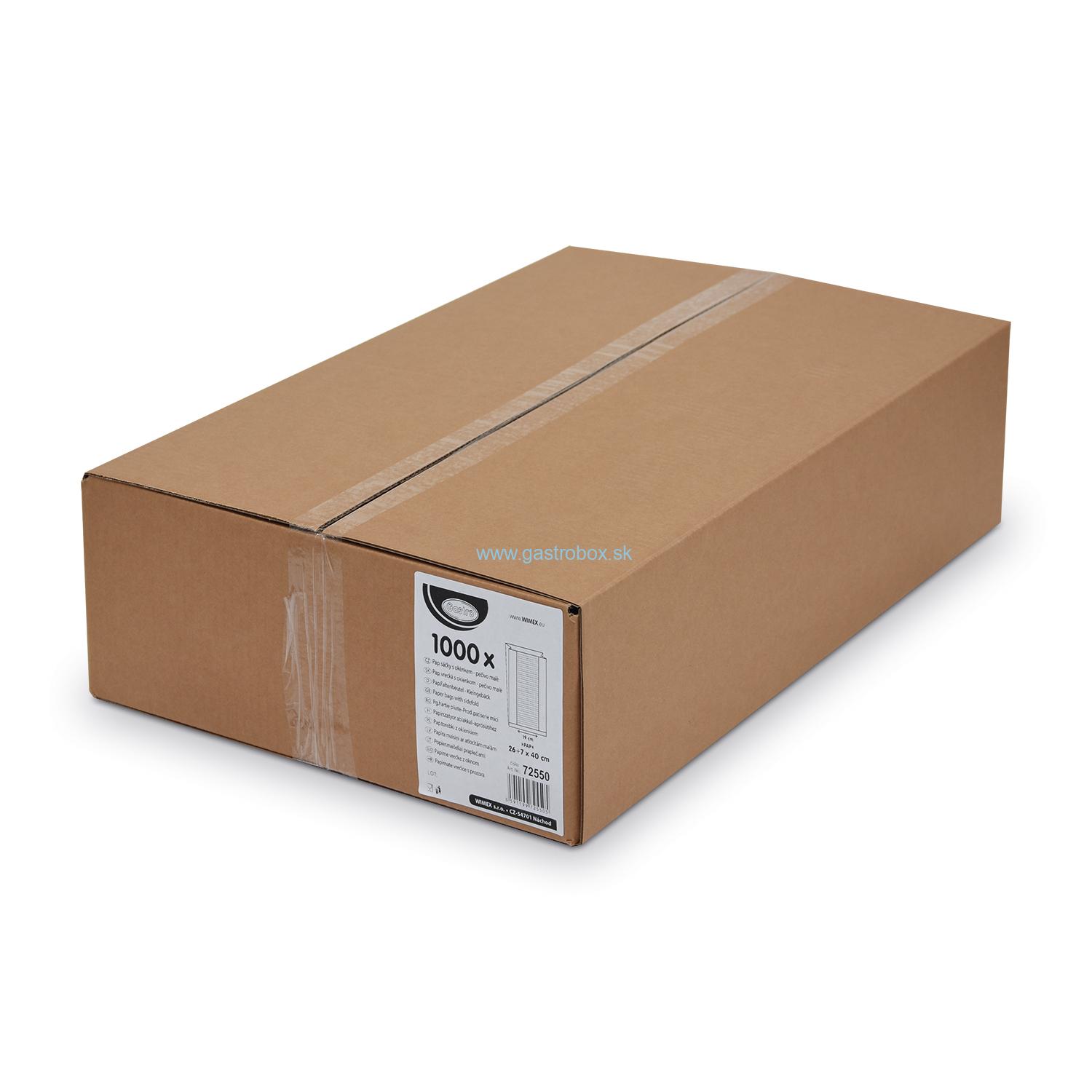 Papierový sáčok s okienkom 26+7x40cm hnedý, 1000ks