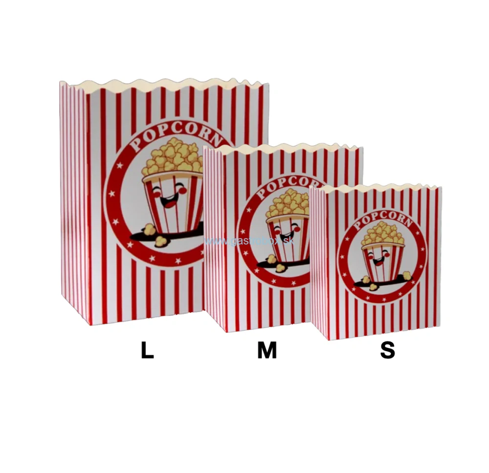 Papierová krabička na popcorn s potlačou M, 10ks