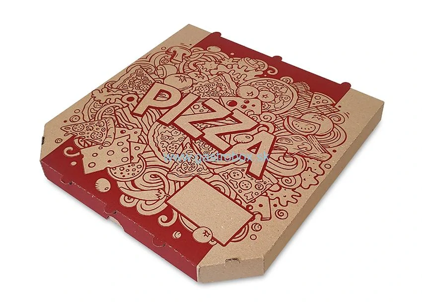!AKCIA! Pizza krabica CRAZY RED hnedá 33 x 33 x 3 cm, 100 ks