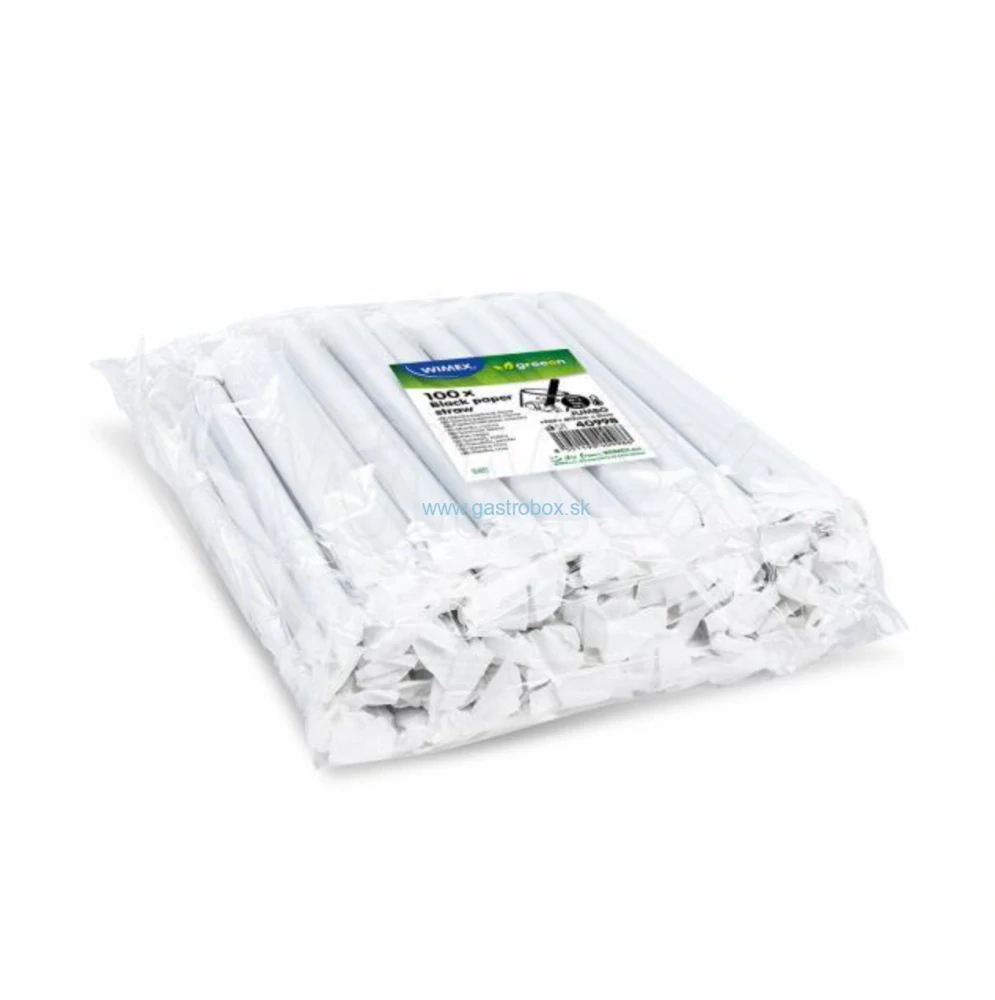 Slamka papierová JUMBO Ø12mm x 21cm čierna jednotlivo balená, 100ks