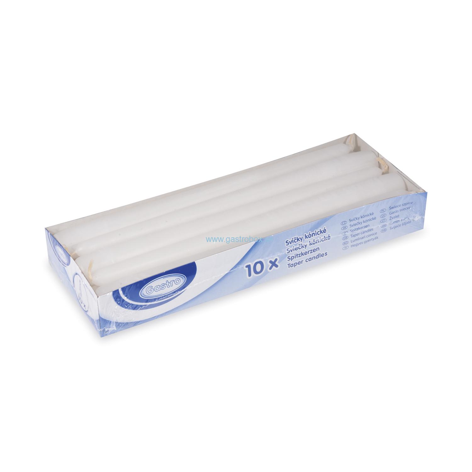 Sviečky kónické Ø 23,5 x 245 mm biele, 10ks