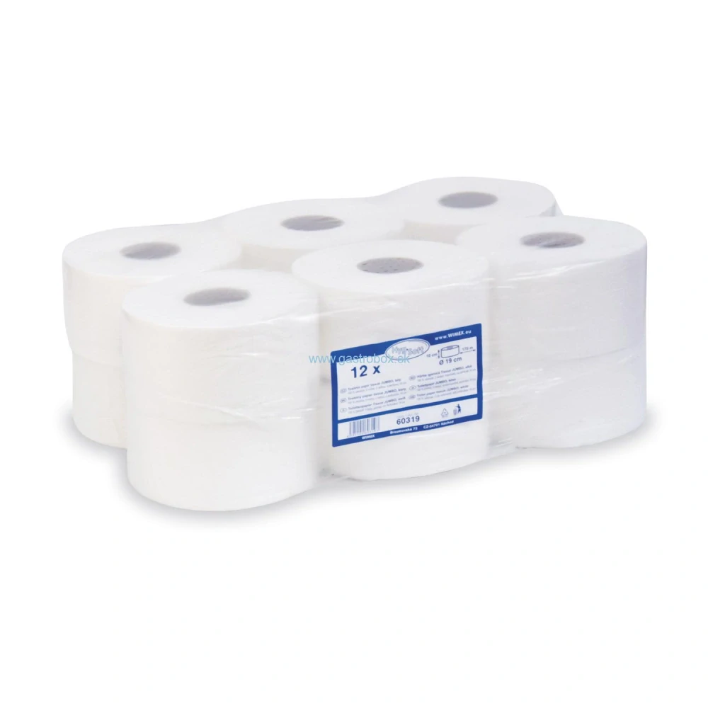 Toaletný papier JUMBO 2-vrstvý biely Ø 19 cm, 170 m, 12ks
