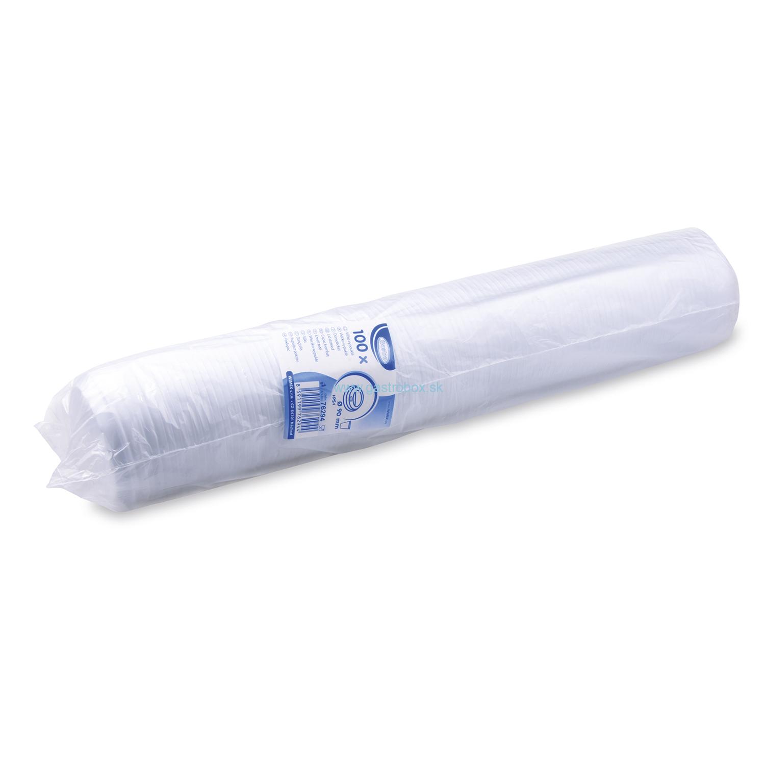Viečko na pap.pohár Ø90mm biele, 100ks