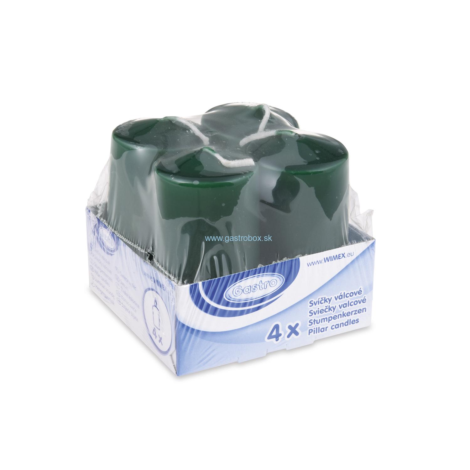 Sviečky valcové Ø 40 x 80 mm tmavozelené, 4ks