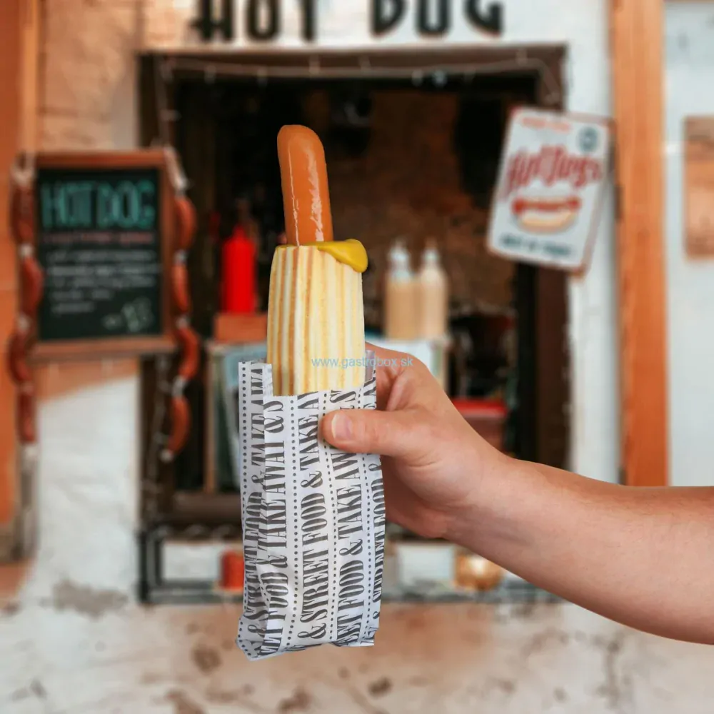 Papierové vrecko na HOT DOG 8 + 4 x 17 cm Street Food, 300ks